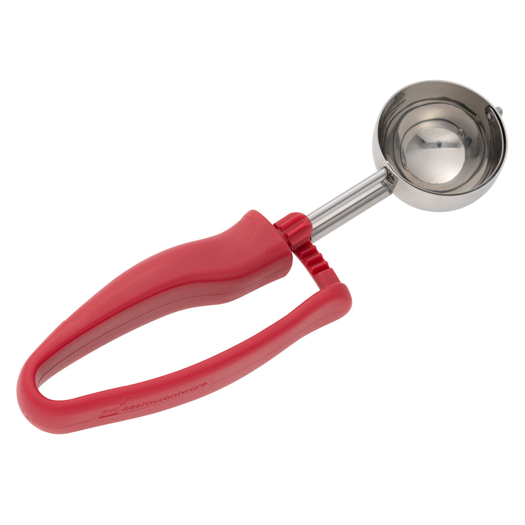 Comfy Grip 1.75 oz Stainless Steel #24 Portion Scoop - with Red Ambidextrous Handle - 1 count box