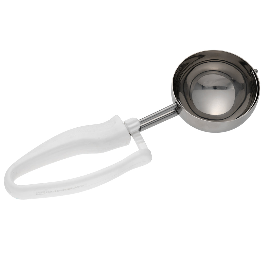 Comfy Grip 4.66 oz Stainless Steel #6 Portion Scoop - with White Ambidextrous Handle - 1 count box