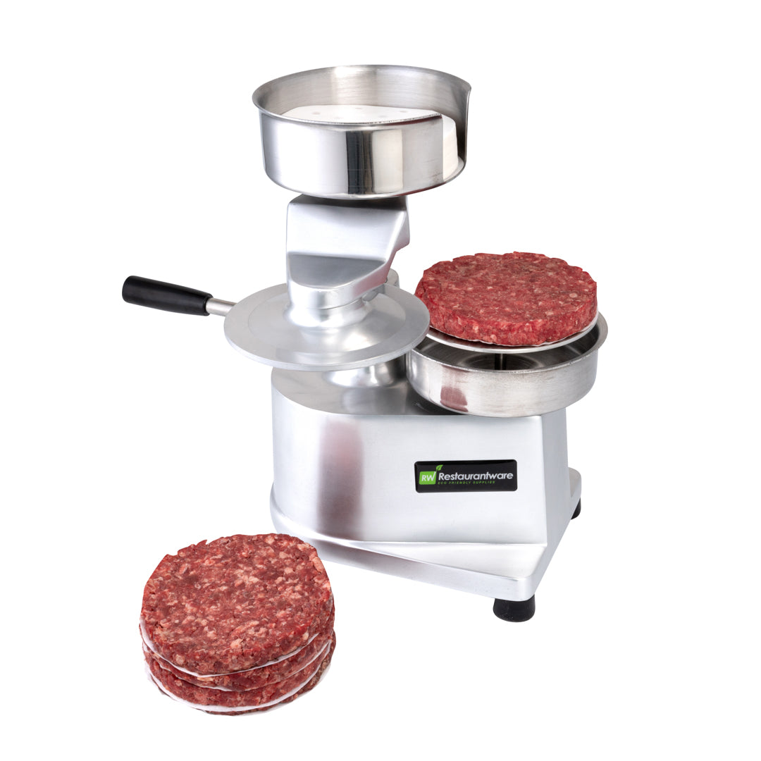 Hi Tek Stainless Steel 5" Hamburger Patty Molding Press - 1/2 lb, with Handle - 1 count box