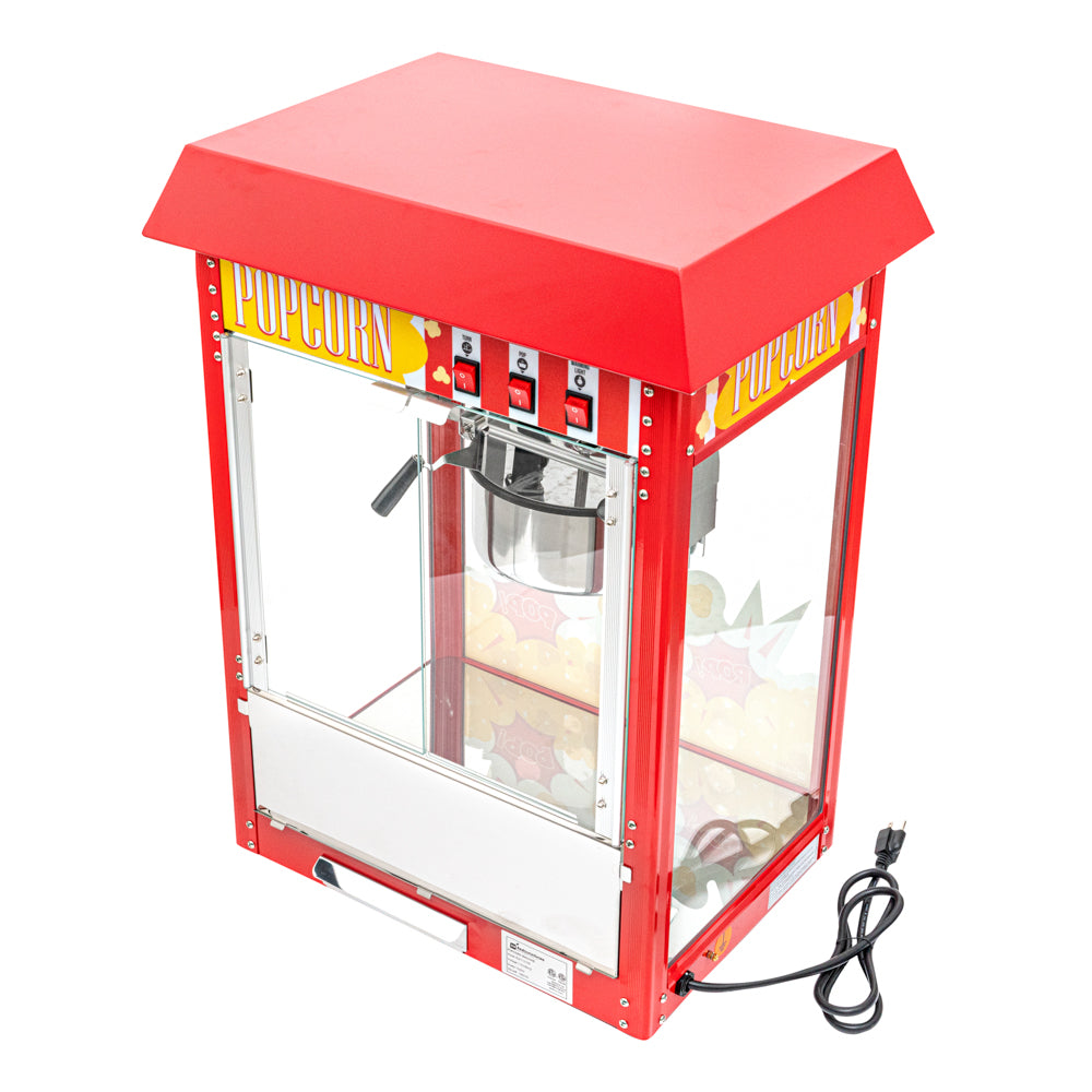 Hi Tek 8 oz Red Stainless Steel Commercial Popcorn Machine - 1 count box