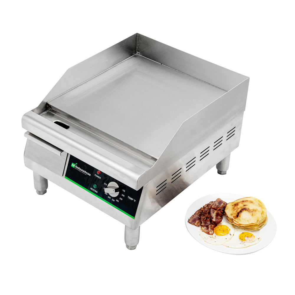 Hi Tek Stainless Steel Electric Countertop Griddle - 120V, 1750W - 16" - 1 count box