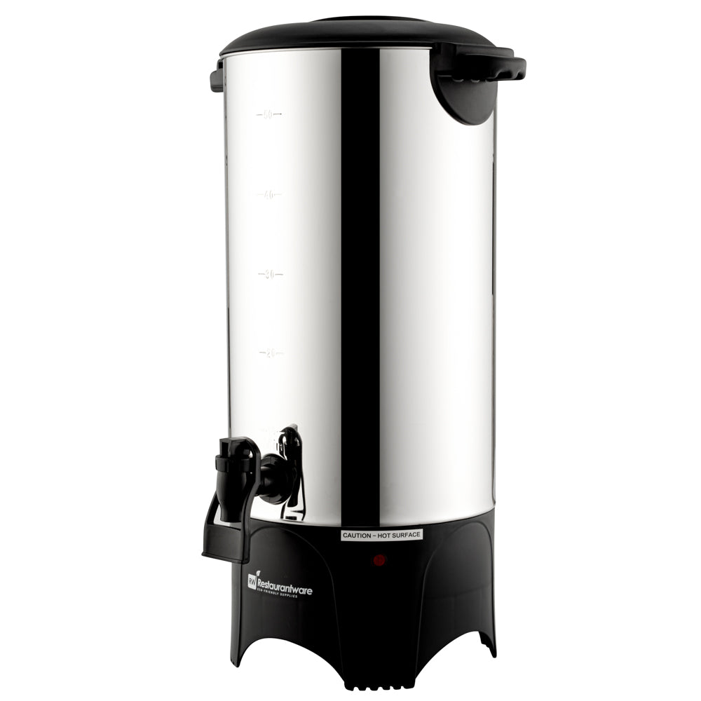 Restpresso 230 oz Silver 13/0 Stainless Steel Coffee Urn - 1000W, 46 Cup - 7 1/2" x 7 1/2" x 18" - 1 count box