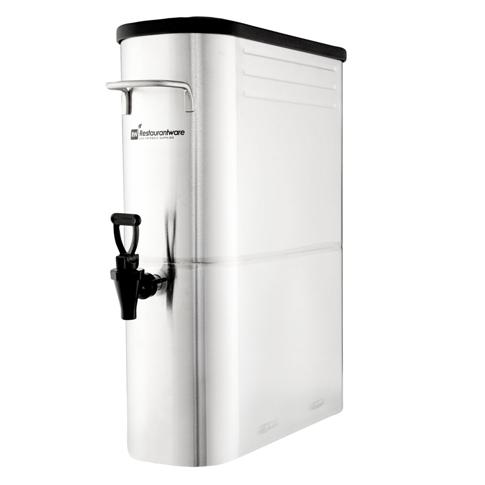 Bev Tek 5 gal Silver 13/0 Stainless Steel Iced Tea Dispenser - 16 1/2" x 6 3/4" x 20 3/4" - 1 count box