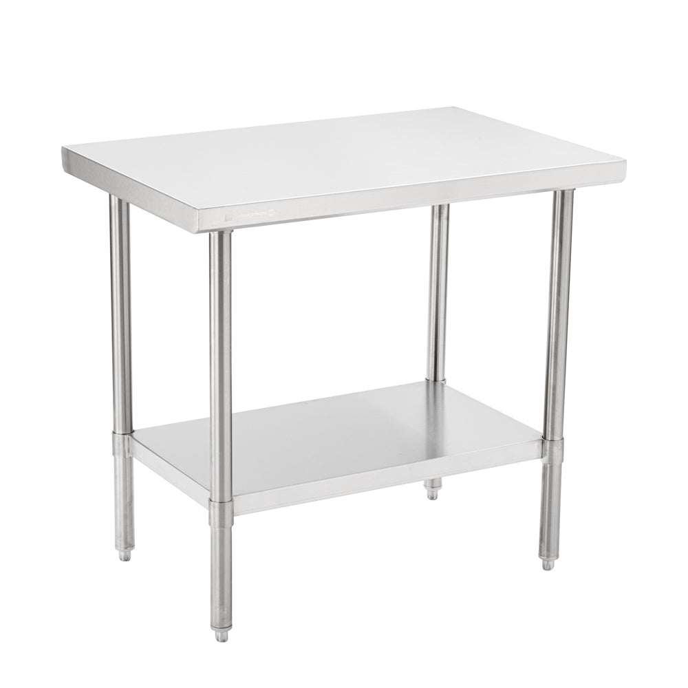 Kitchen Tek 16-Gauge 304 Stainless Steel Commercial Work Table - Medium Duty, Galvanized Legs, Undershelf - 24" x 36" - 1 count box