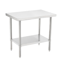 Kitchen Tek 16-Gauge 304 Stainless Steel Commercial Work Table - Medium Duty, Galvanized Legs, Undershelf - 24