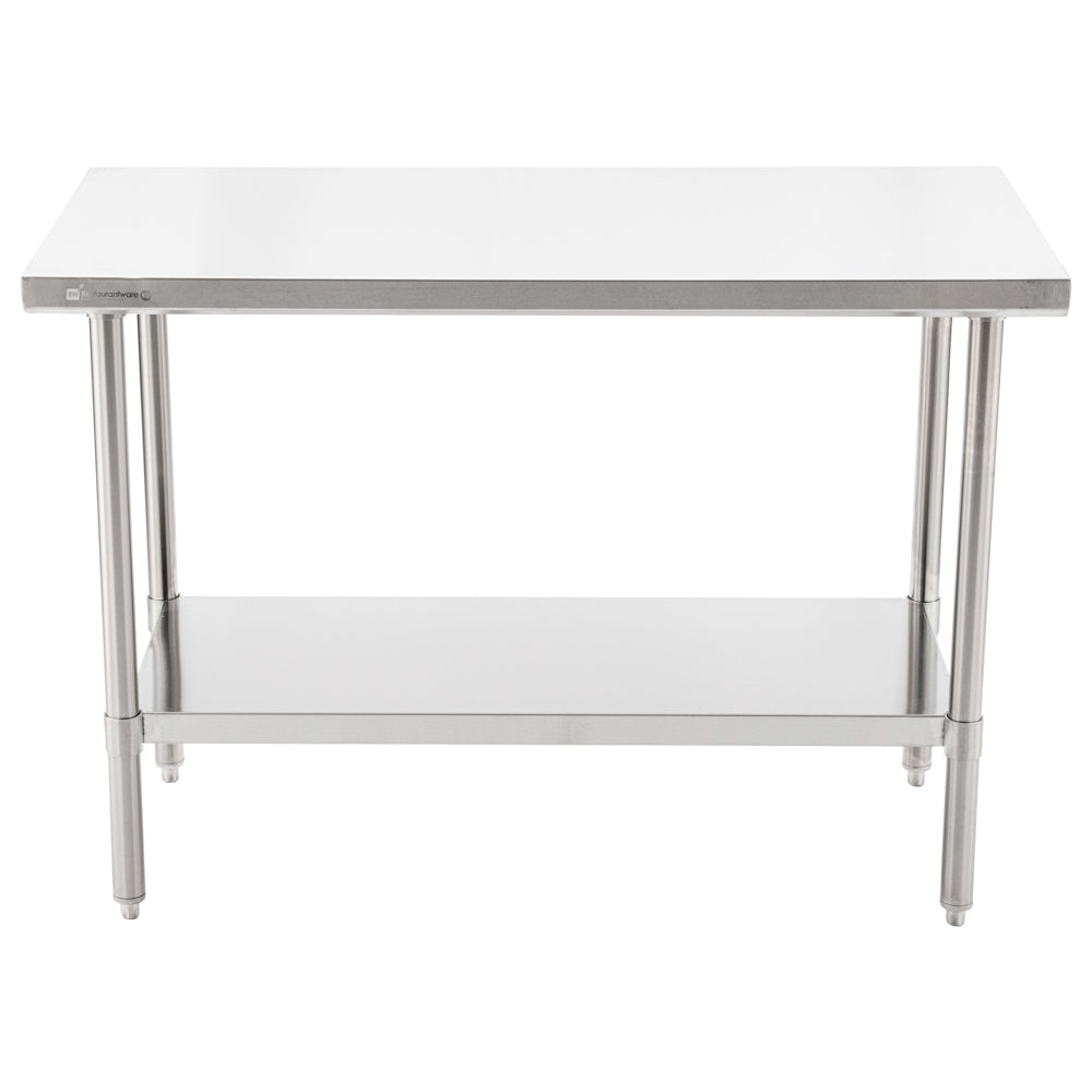 Kitchen Tek 16-Gauge 304 Stainless Steel Commercial Work Table - Medium Duty, Galvanized Legs, Undershelf - 24" x 48" - 1 count box