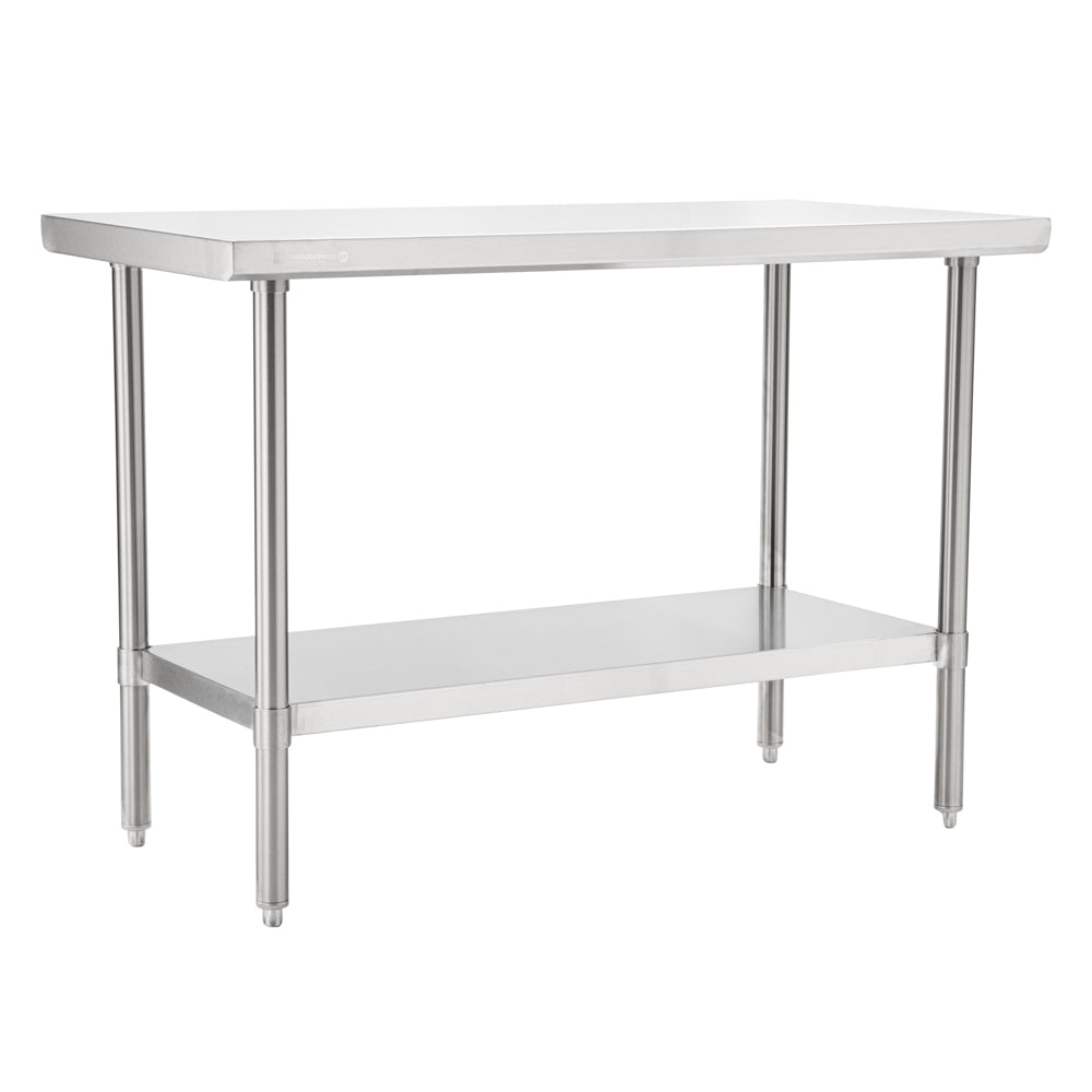 Kitchen Tek 16-Gauge 304 Stainless Steel Commercial Work Table - Medium Duty, Galvanized Legs, Undershelf - 24" x 48" - 1 count box