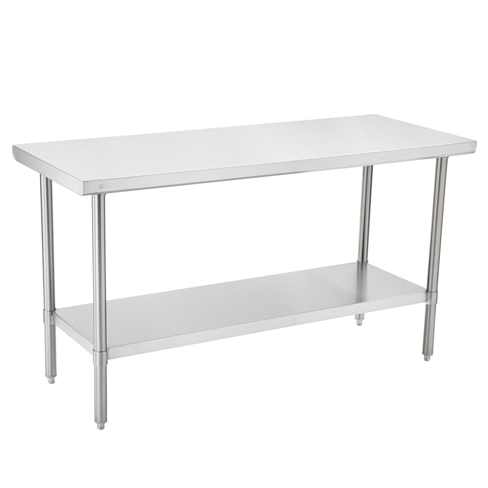 Kitchen Tek 16-Gauge 304 Stainless Steel Commercial Work Table - Medium Duty, Galvanized Legs, Undershelf - 24" x 60" - 1 count box