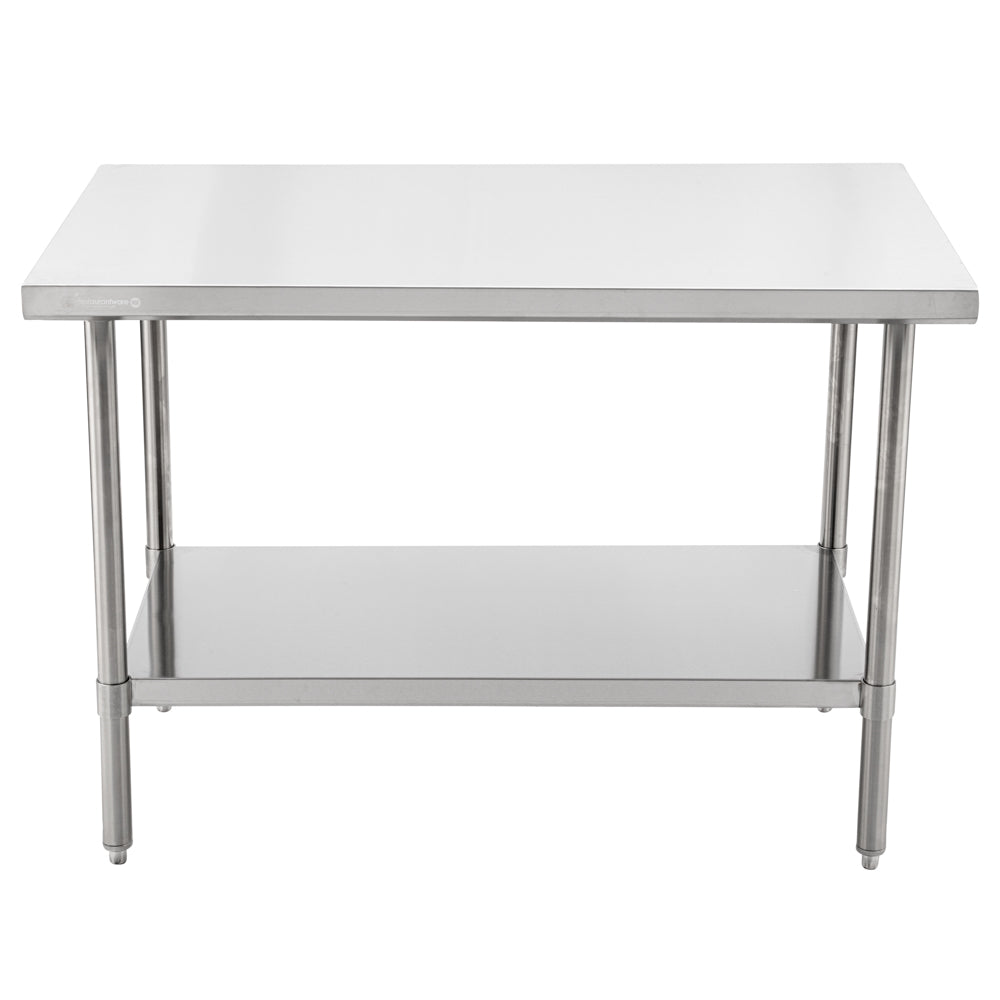 Kitchen Tek 16-Gauge 304 Stainless Steel Commercial Work Table - Medium Duty, Galvanized Legs, Undershelf - 30" x 48" - 1 count box