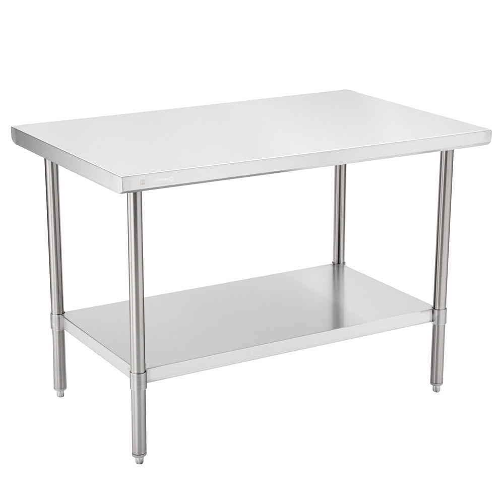 Kitchen Tek 16-Gauge 304 Stainless Steel Commercial Work Table - Medium Duty, Galvanized Legs, Undershelf - 30" x 48" - 1 count box