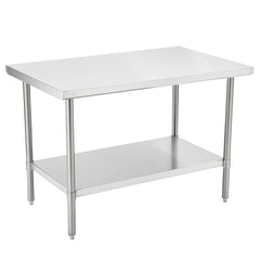 Kitchen Tek 16-Gauge 304 Stainless Steel Commercial Work Table - Medium Duty, Galvanized Legs, Undershelf - 30