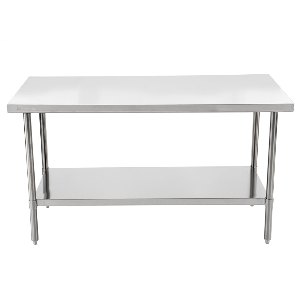 Kitchen Tek 16-Gauge 304 Stainless Steel Commercial Work Table - Medium Duty, Galvanized Legs, Undershelf - 30" x 60" - 1 count box