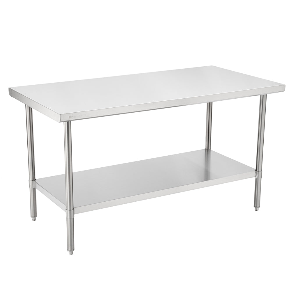 Kitchen Tek 16-Gauge 304 Stainless Steel Commercial Work Table - Medium Duty, Galvanized Legs, Undershelf - 30" x 60" - 1 count box