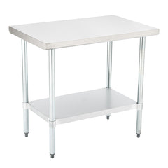 Kitchen Tek 18-Gauge 304 Stainless Steel Commercial Work Table - Heavy Duty, Galvanized Legs, Undershelf - 24