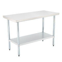 Kitchen Tek 18-Gauge 304 Stainless Steel Commercial Work Table - Heavy Duty, Galvanized Legs, Undershelf - 24