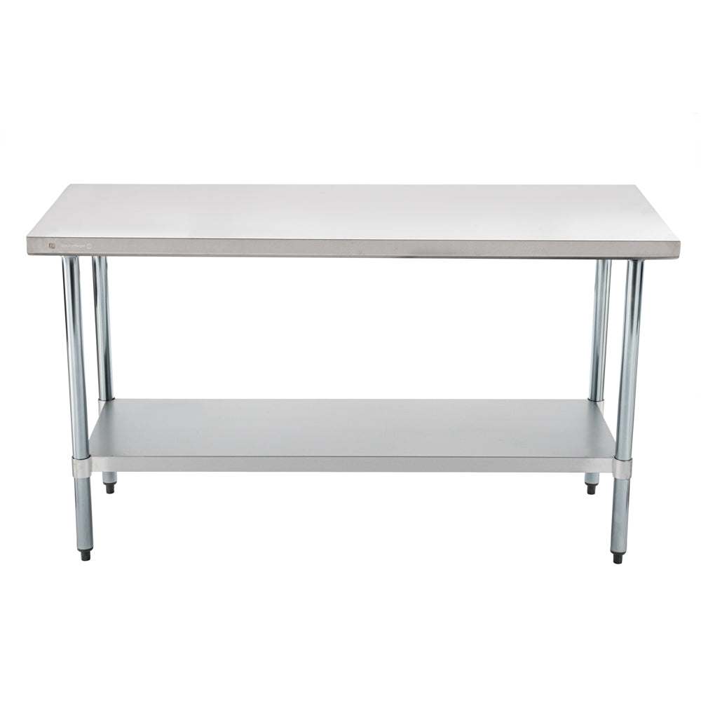 Kitchen Tek 18-Gauge 304 Stainless Steel Commercial Work Table - Heavy Duty, Galvanized Legs, Undershelf - 24" x 60" - 1 count box