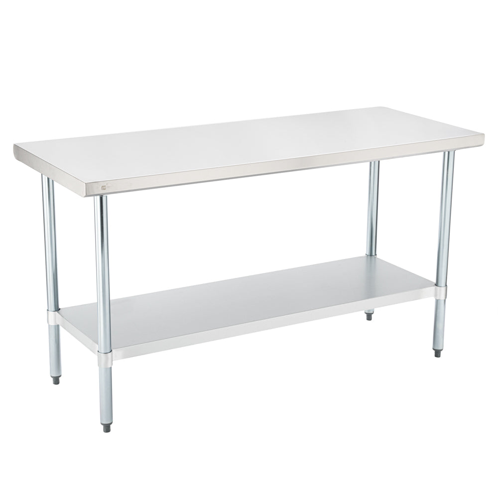 Kitchen Tek 18-Gauge 304 Stainless Steel Commercial Work Table - Heavy Duty, Galvanized Legs, Undershelf - 24" x 60" - 1 count box