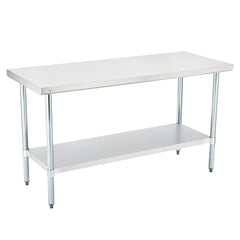 Kitchen Tek 18-Gauge 304 Stainless Steel Commercial Work Table - Heavy Duty, Galvanized Legs, Undershelf - 24