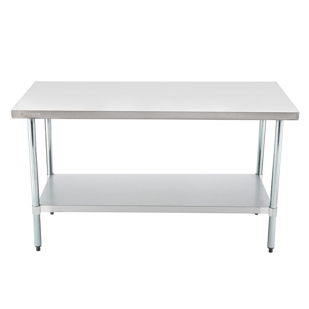 Kitchen Tek 18-Gauge 304 Stainless Steel Commercial Work Table - Heavy Duty, Galvanized Legs, Undershelf - 30" x 60" - 1 count box