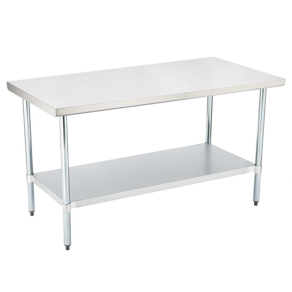 Kitchen Tek 18-Gauge 304 Stainless Steel Commercial Work Table - Heavy Duty, Galvanized Legs, Undershelf - 30" x 60" - 1 count box