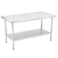 Kitchen Tek 18-Gauge 304 Stainless Steel Commercial Work Table - Heavy Duty, Galvanized Legs, Undershelf - 30