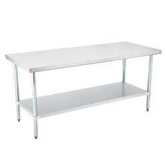 Kitchen Tek 18-Gauge 304 Stainless Steel Commercial Work Table - Heavy Duty, Galvanized Legs, Undershelf - 30