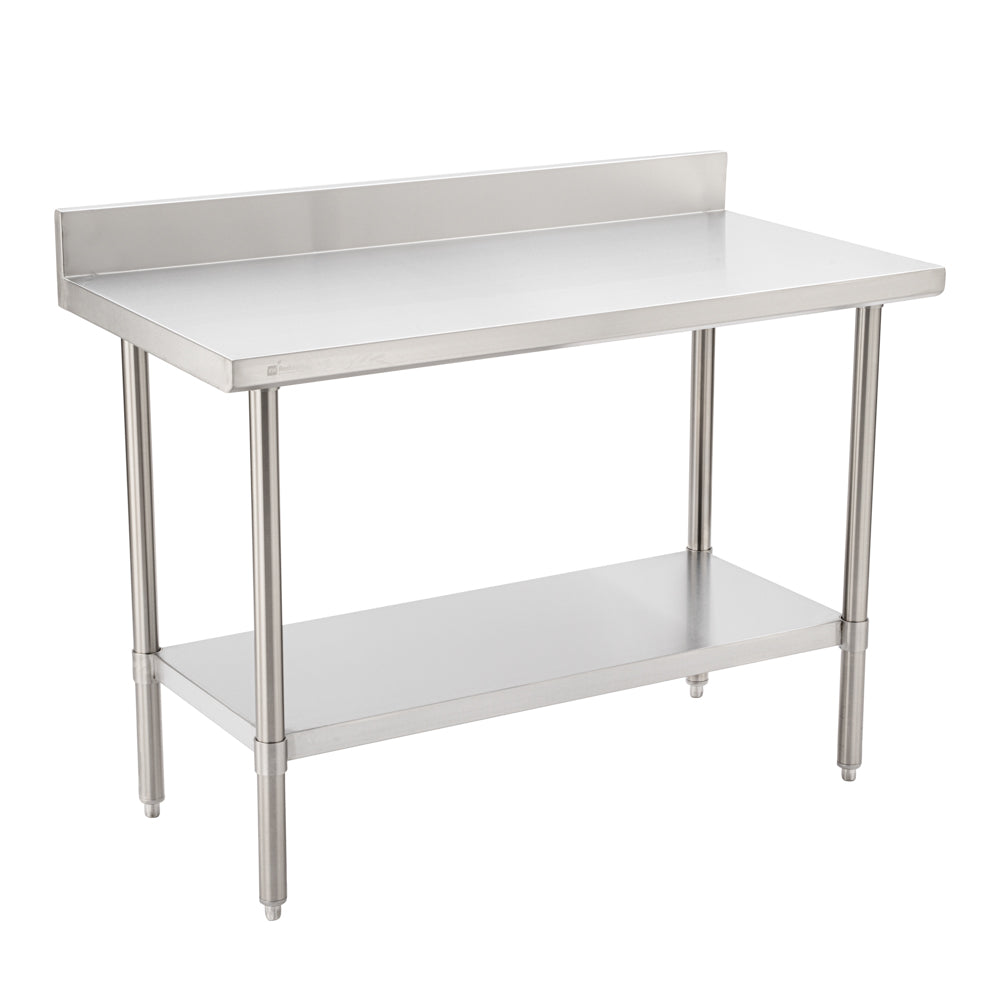 Kitchen Tek 16-Gauge 304 Stainless Steel Commercial Work Table - Medium Duty, 4" Backsplash, Undershelf - 24" x 48" - 1 count box