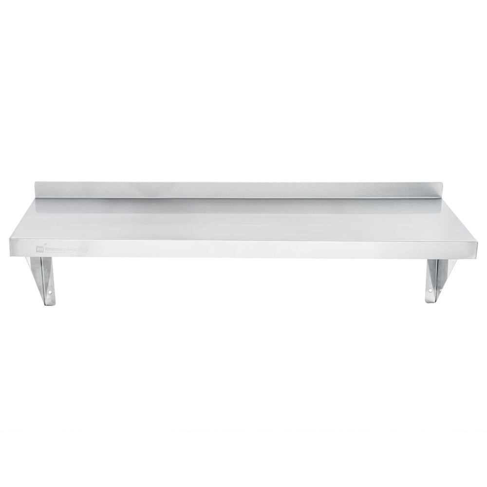 Kitchen Tek 18-Gauge 430 Stainless Steel Solid Wall Shelf - Heavy Duty - 12" x 36" - 1 count box