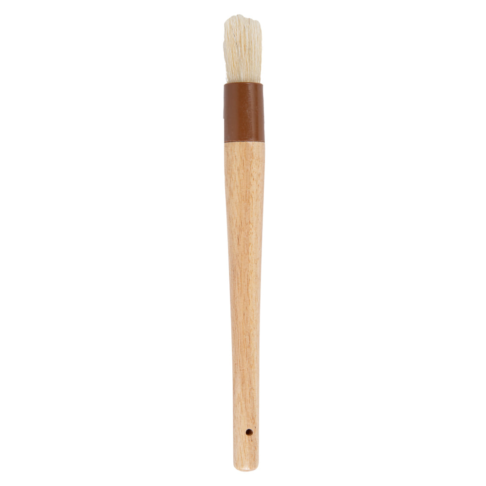 Pastry Tek Natural Wood 1" Wide Round Pastry / Basting Brush - with Boar Bristles - 12" - 1 count box