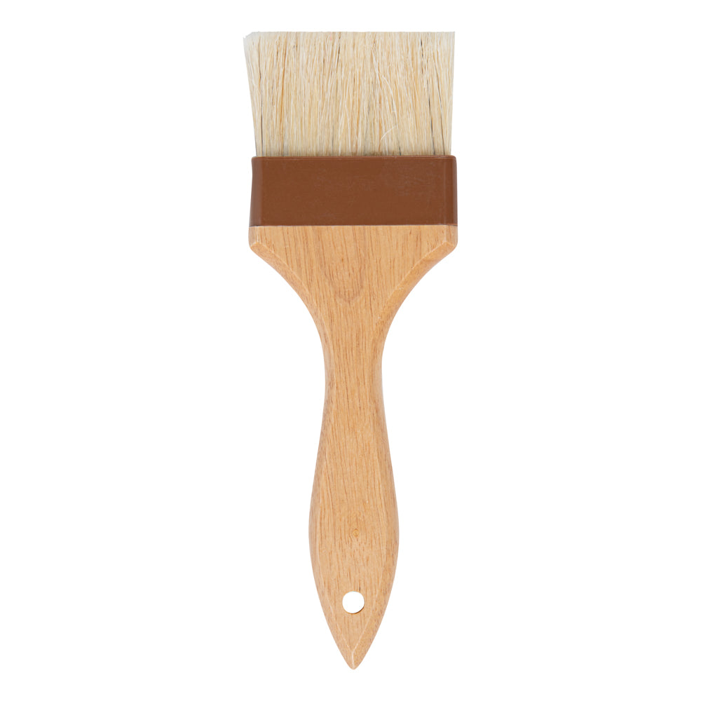 Pastry Tek Natural Wood 3" Wide Pastry / Basting Brush - with Boar Bristles - 9 1/2" - 1 count box