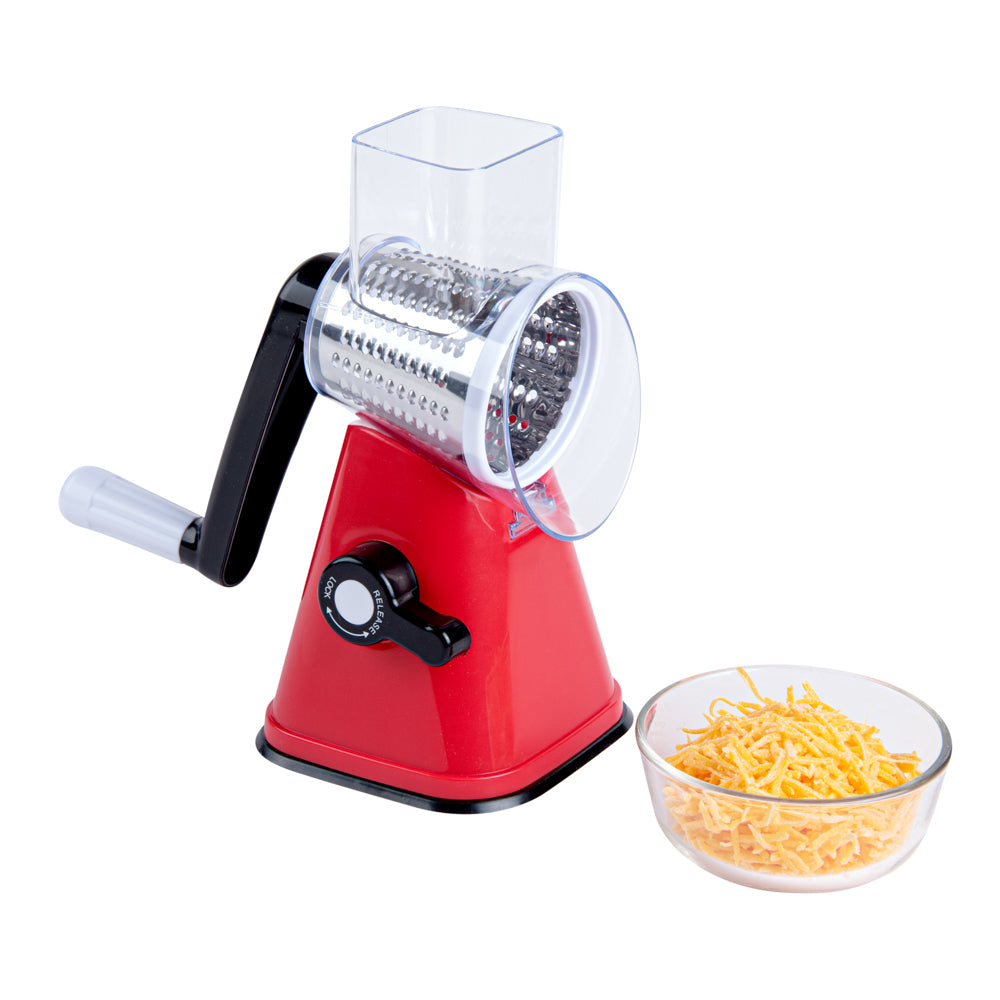 Met Lux Red Rotary Cheese / Vegetable Grater - with 3 Blades - 1 count box