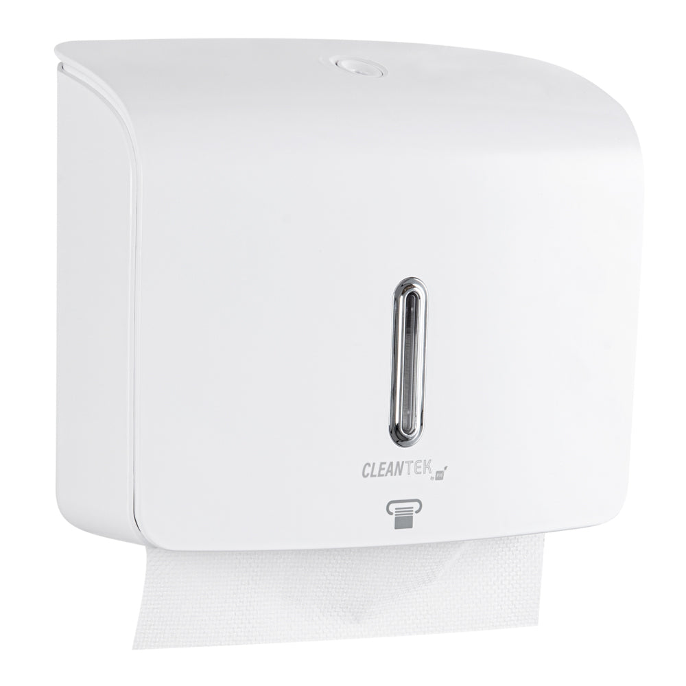 Clean Tek Professional White Plastic M-Fold Paper Towel Dispenser - 10 3/4" x 3 1/2" x 8 3/4" - 1 count box