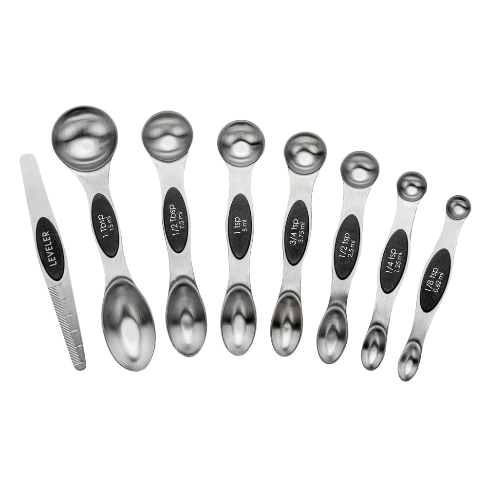 Met Lux Black Stainless Steel Measuring Spoon Set - 8-Piece, Magnetic - 1 count box