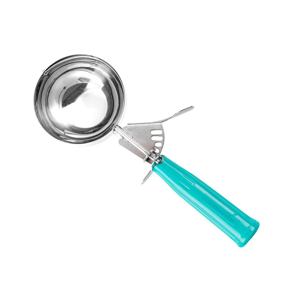 Met Lux 6 oz Stainless Steel #5 Portion Scoop - with Teal Handle - 1 count box