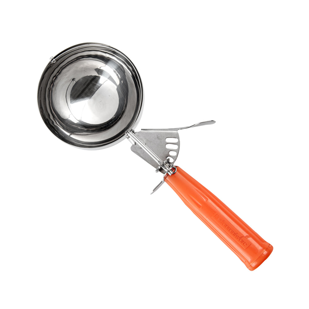 Met Lux 8 oz Stainless Steel #4 Portion Scoop - with Orange Handle - 1 count box