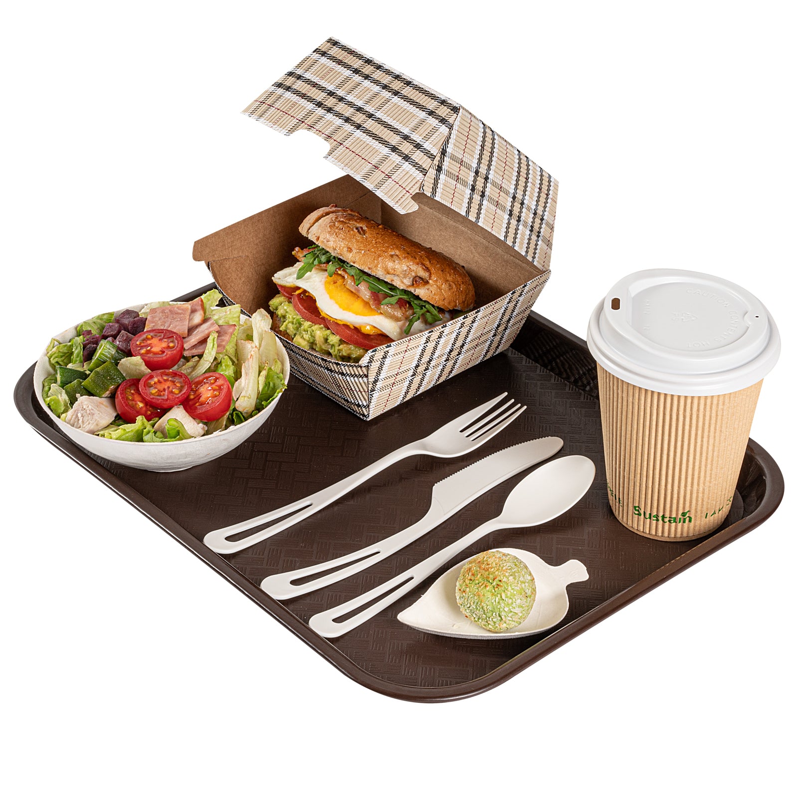 RW Base Rectangle Brown Plastic Fast Food Tray - 10" x 14" - 50 count box