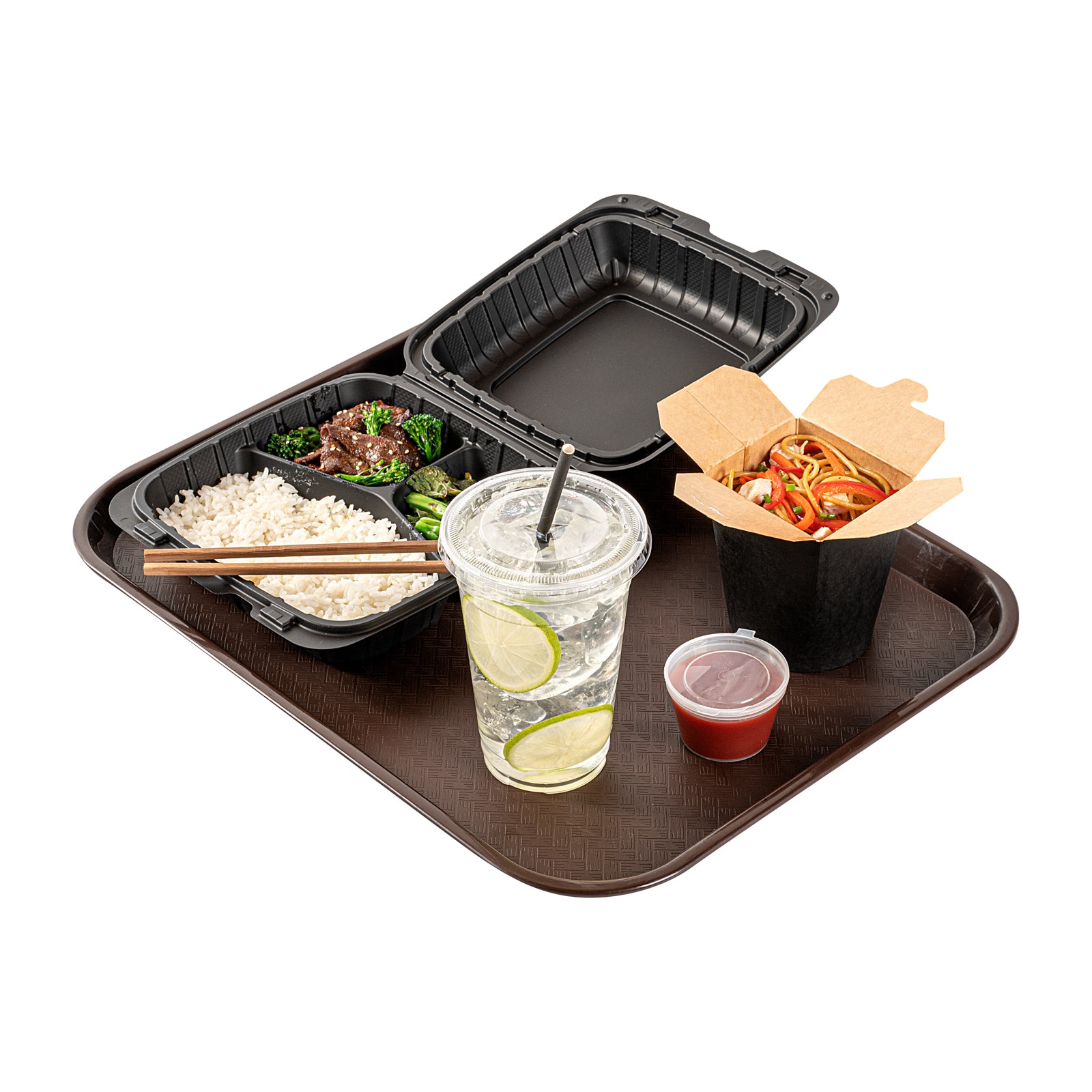 RW Base Rectangle Brown Plastic Fast Food Tray - 14" x 18" - 50 count box