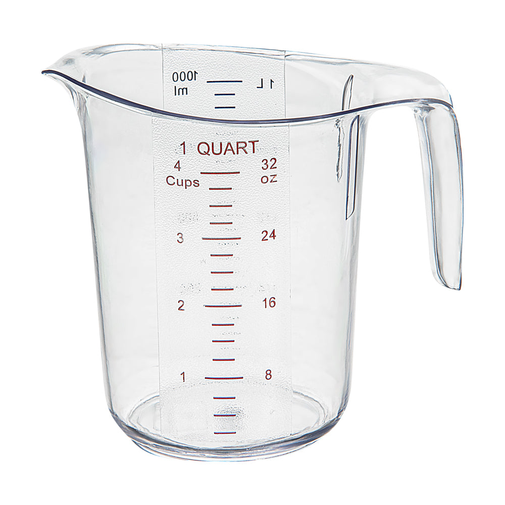 RW Base 1 qt Clear Plastic Measuring Cup - 6 1/2" x 4 3/4" x 6" - 10 count box