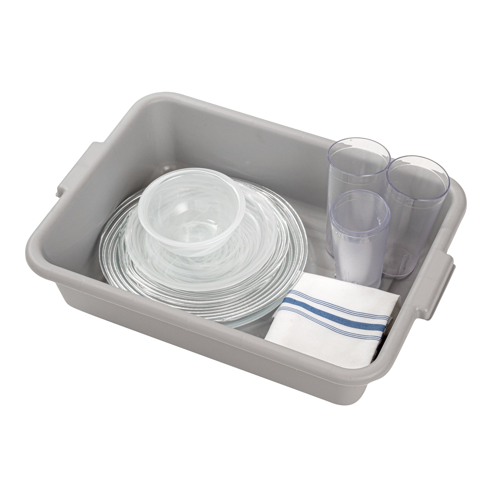 RW Clean Gray Plastic Bus Tub - Easy Grip - 20" x 15" x 5" - 10 count box