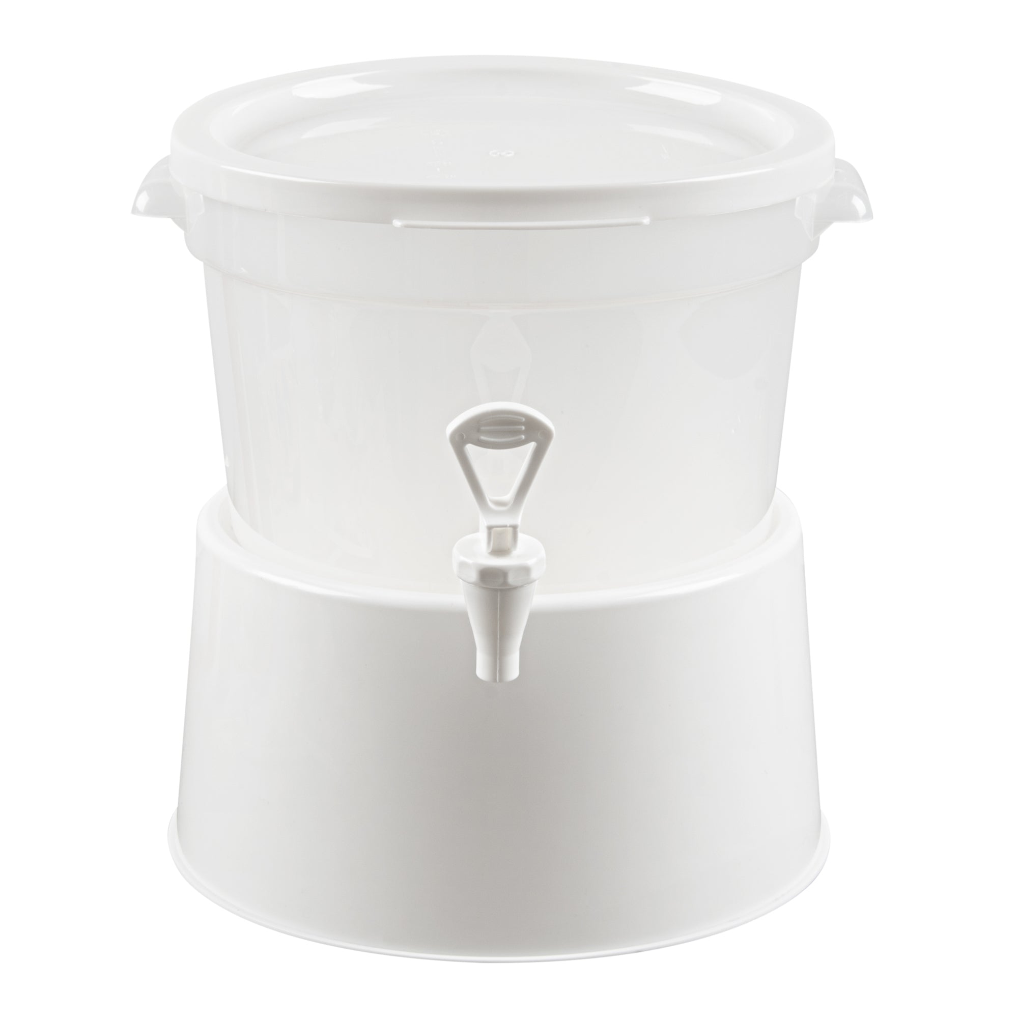 Bev Tek Round White Plastic Beverage Dispenser Base - For 3 and 6 gal Dispenser - 10 1/2" x 10 1/2" x 6 1/2" - 4 count box