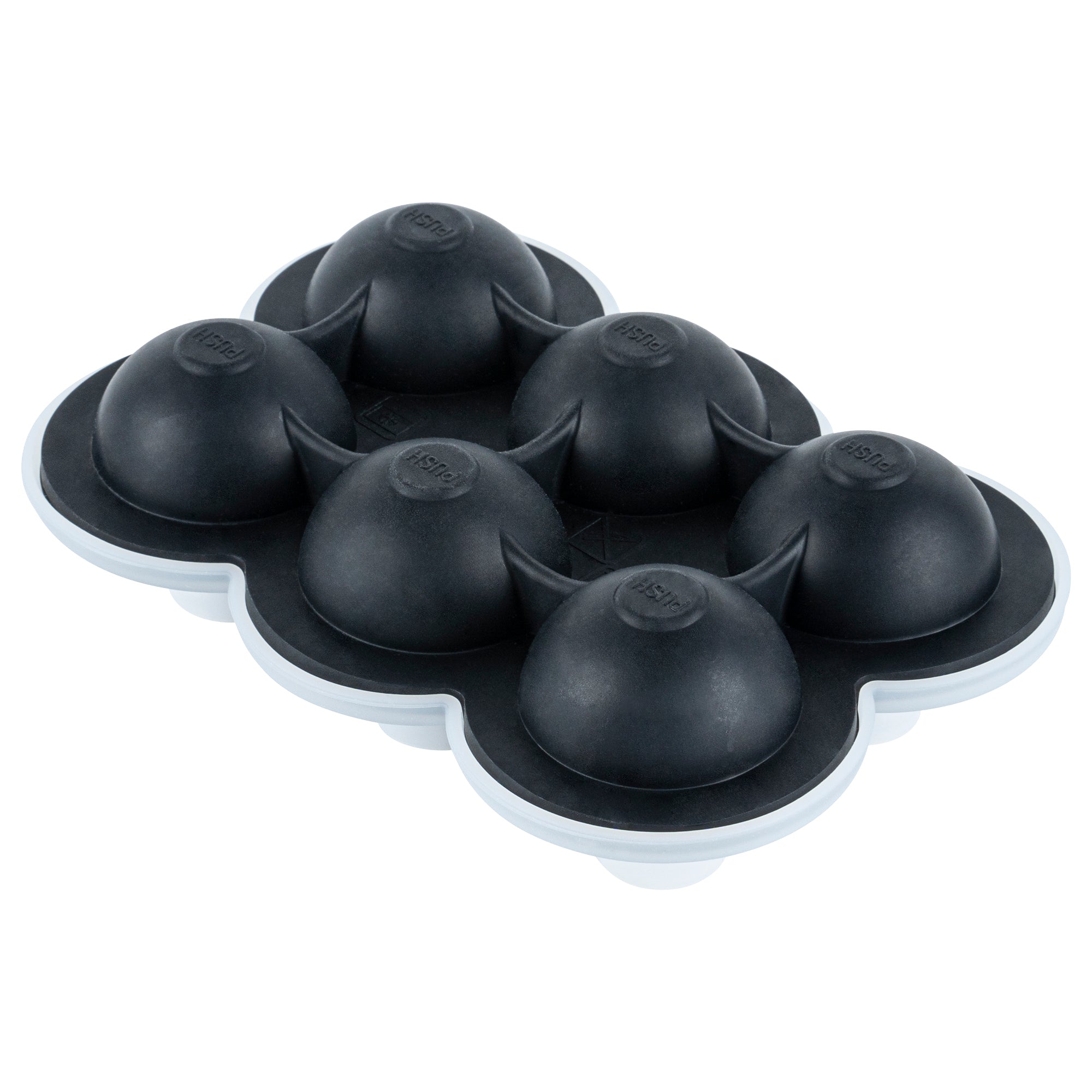 Bar Lux Black Silicone Ice Mold - 1 3/4" Sphere, 6 Compartments - 1 count box