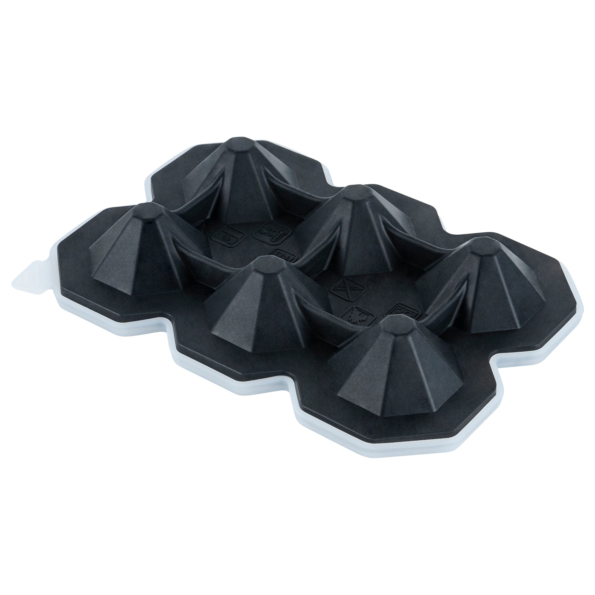 Bar Lux Black Silicone Ice Mold - 2" x 1 1/2" Diamond, 6 Compartments - 1 count box