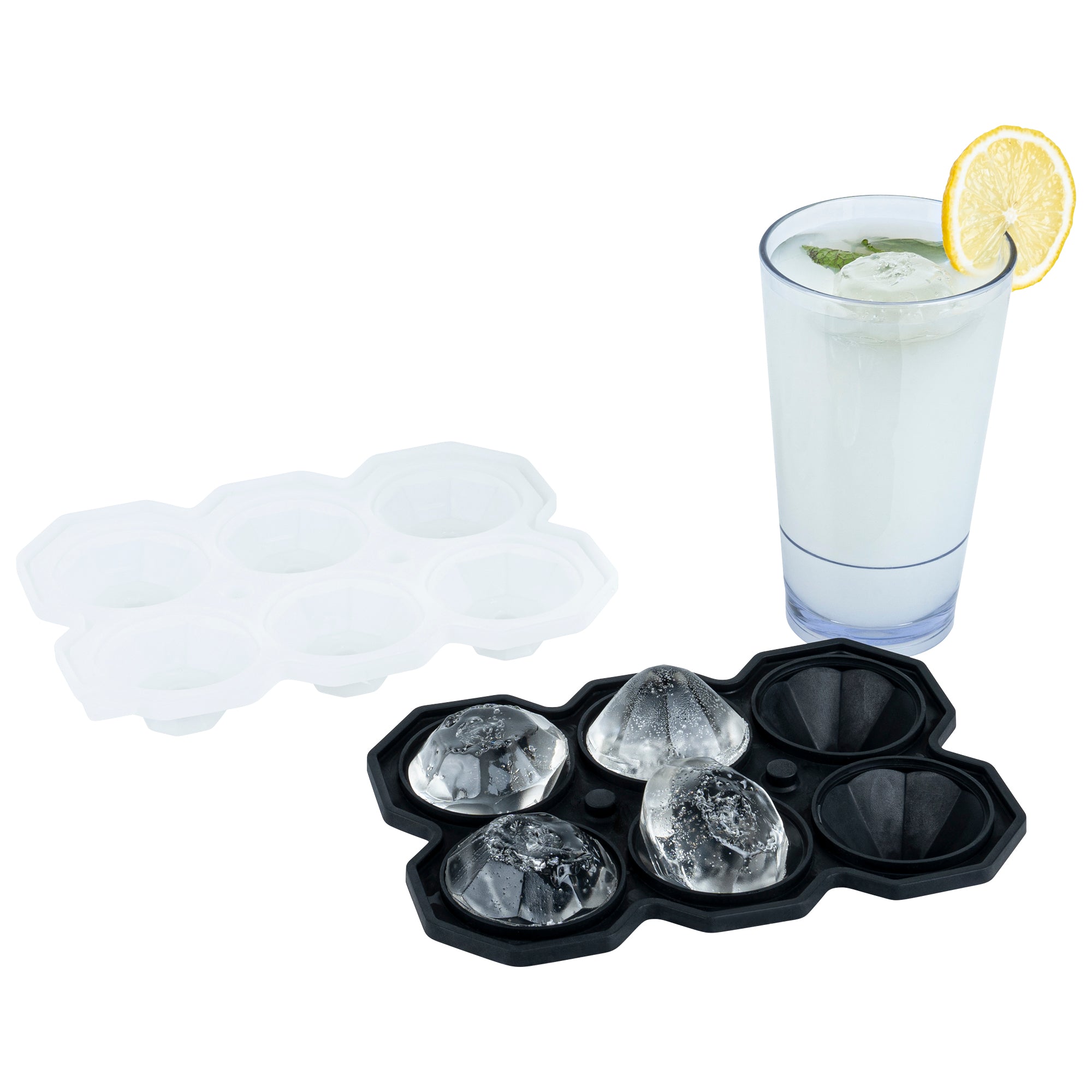 Bar Lux Black Silicone Ice Mold - 2" x 1 1/2" Diamond, 6 Compartments - 1 count box