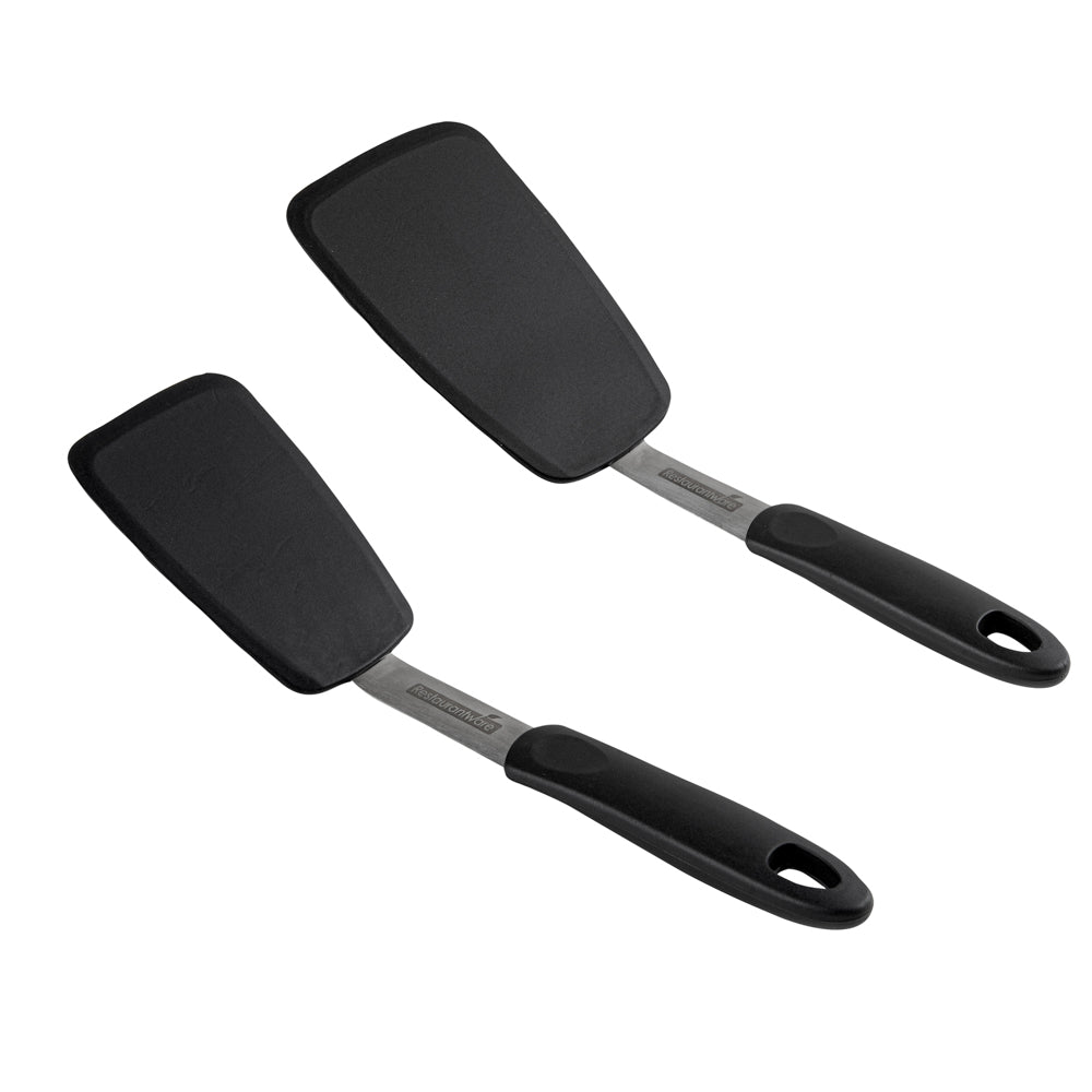 Comfy Grip Black Silicone 2-Piece Solid Turner Set - 1 count box