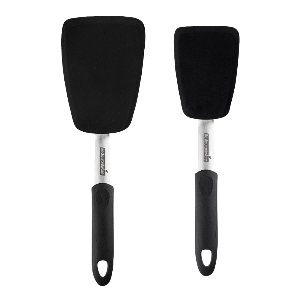 Comfy Grip Black Silicone 2-Piece Solid Turner Set - 1 count box