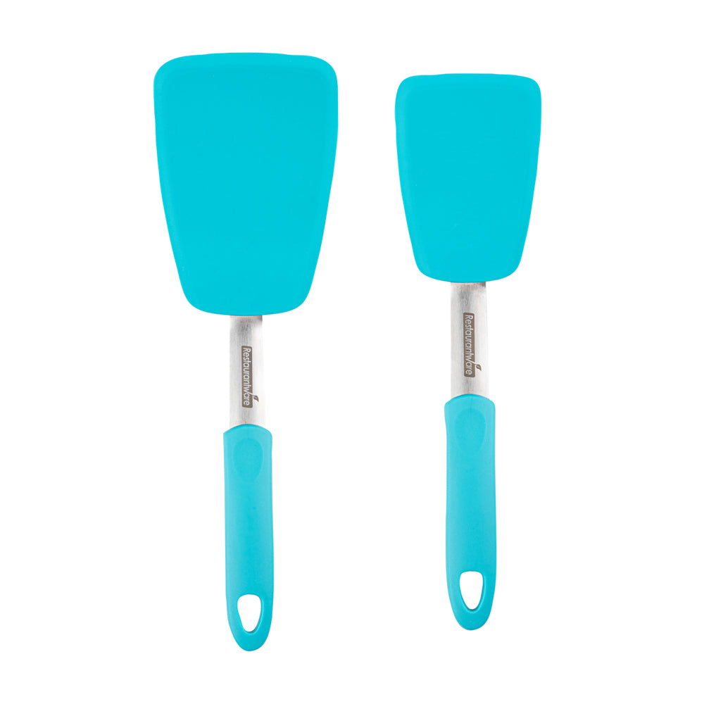 Comfy Grip Turquoise Silicone 2-Piece Solid Turner Set - 1 count box