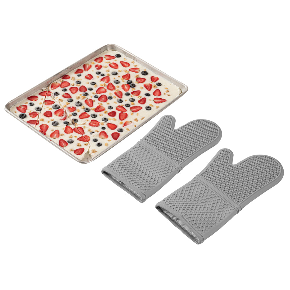 Comfy Grip Gray Silicone 2-Piece Oven Mitt Set - Heat-Resistant - 14" x 7 1/4" x 1 1/2" - 1 count box