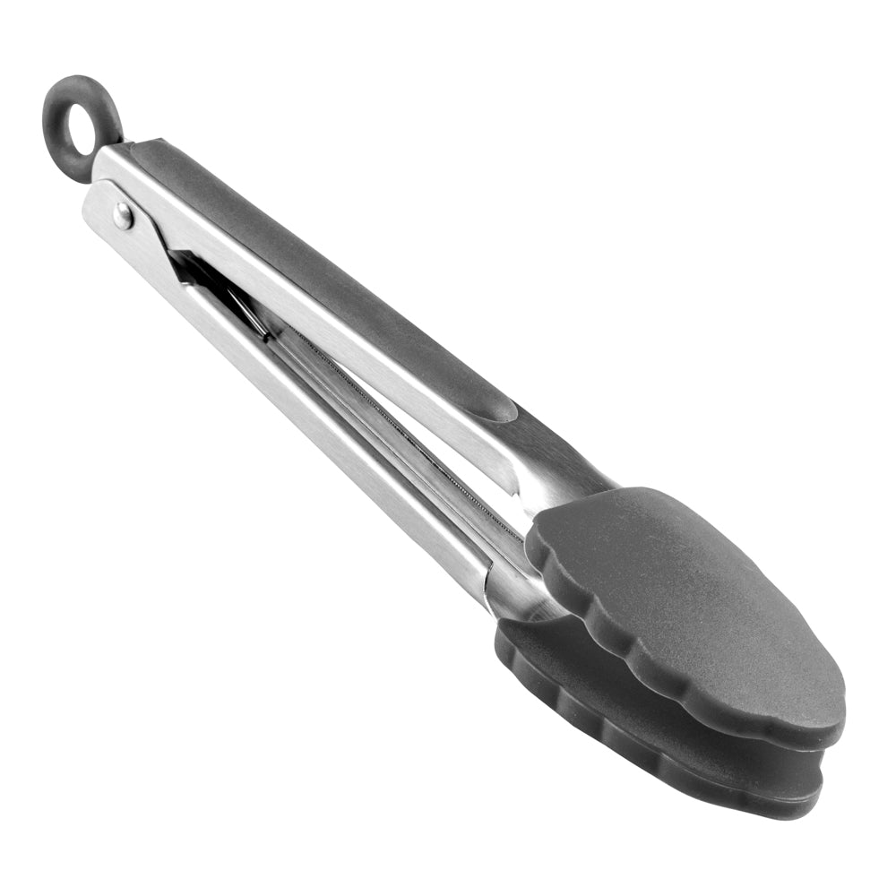 Met Lux Gray Stainless Steel Kitchen Tong - Scalloped - 9" x 1 1/2" x 1" - 1 count box