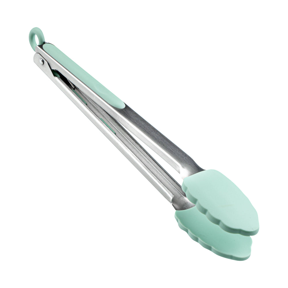 Met Lux Teal Stainless Steel Kitchen Tong - Scalloped - 12" x 1 3/4" x 1" - 1 count box