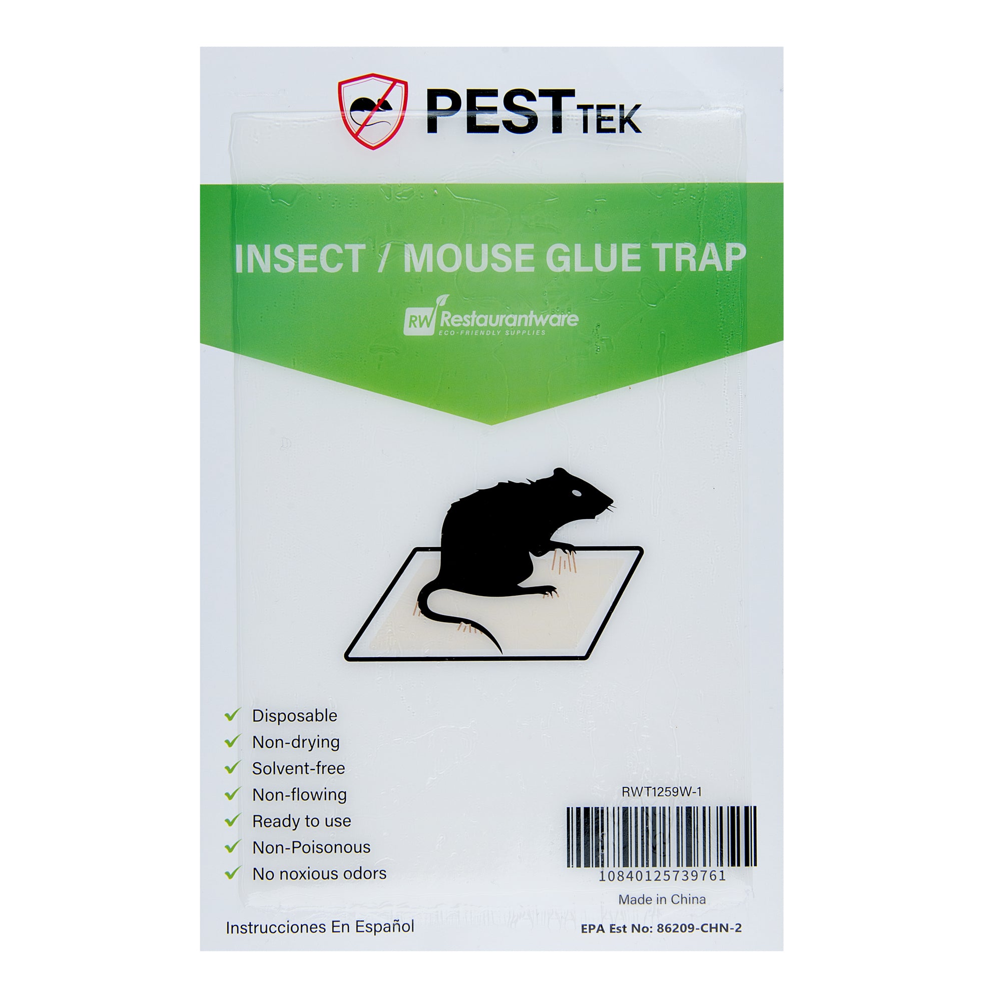 Pest Tek Paper Insect / Mouse Glue Board Trap - Set of 2 - 8 1/4" x 5 1/4" - 10 count box